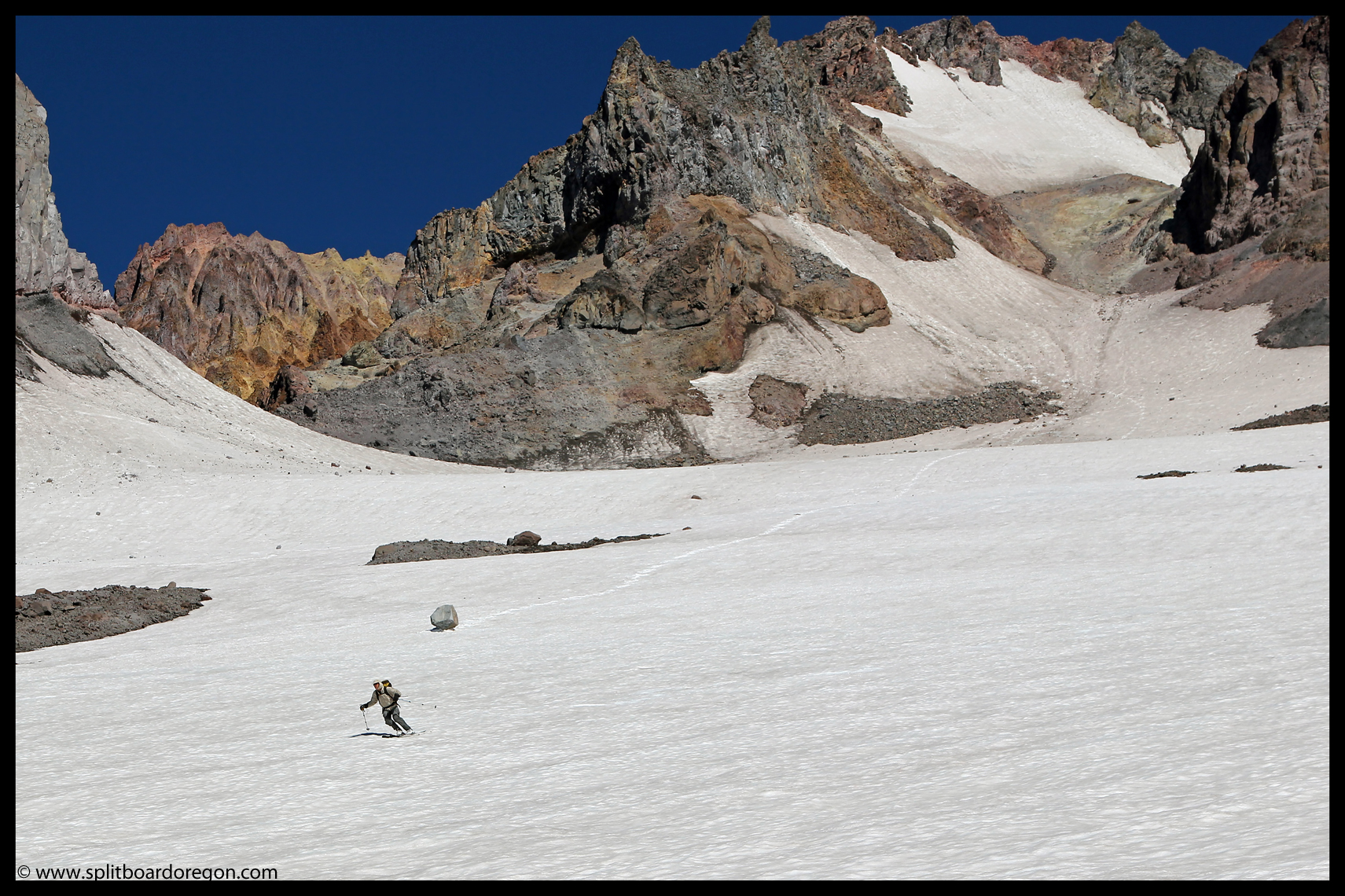 Skiing below Illumination Rock