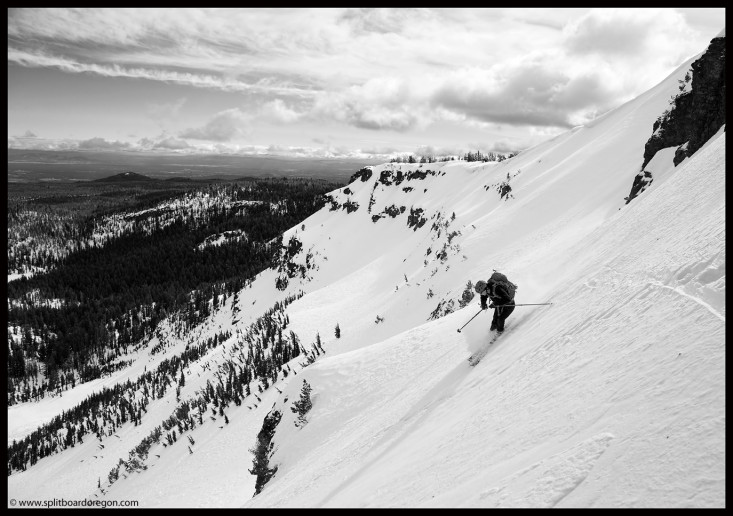 Dan skiing below the Prow